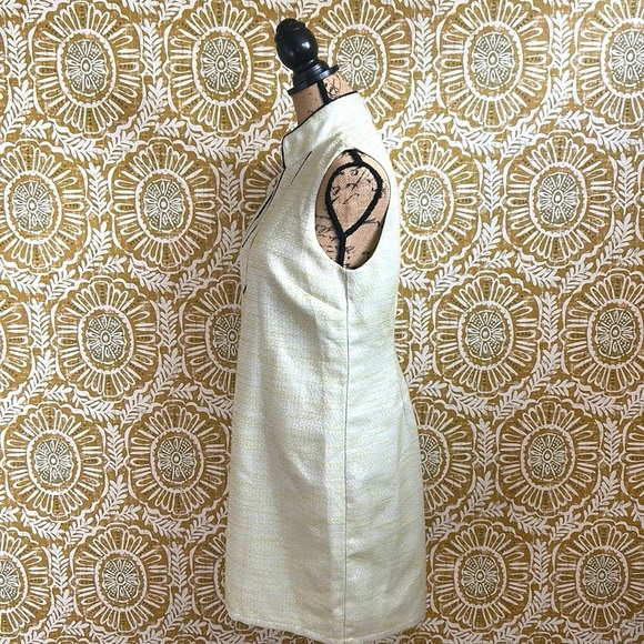 Sail To Sable Tweed Sleeveless V-Neck Sheath Mini Dress Lime Green/Silver Szie M - Picture 5 of 9